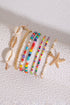Starfish And Seashell Charm Beaded Stretch Bracelet Set