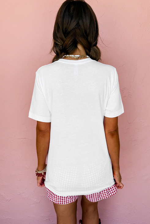 Starry Letter Graphic Print Cotton Blend Short Sleeve Tee