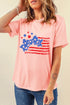 Stars And Stripes Bow Print Short Sleeve Graphic Tee