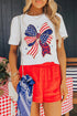 Stars And Stripes Bow Print Short Sleeve Graphic Tee