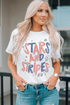 Stars And Stripes Graphic Print Relaxed Short Sleeve Tee