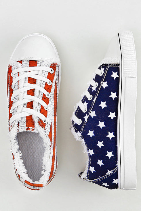 Stars And Stripes Pattern Lace Up Canvas Sneaker