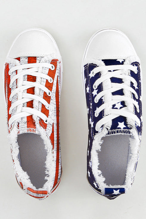Stars And Stripes Pattern Lace Up Canvas Sneaker