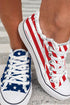 Stars And Stripes Pattern Lace Up Canvas Sneaker