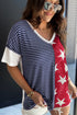 Stars And Stripes Patterned Knit Short Sleeve Top
