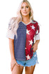 Stars And Stripes Patterned Knit Short Sleeve Top