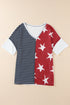 Stars And Stripes Patterned Knit Short Sleeve Top