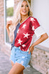 Stars And Stripes Patterned Knit Short Sleeve Top
