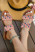 Stars And Stripes Print Double Band Flat Slides