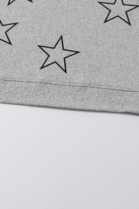 Stars Print Long Sleeve Drawstring High Waist Lounge Set