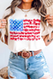 Stars Stripes Flag Graphic Crew Neck Summer Tee