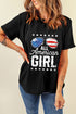 Stars Stripes Glasses Print Crew Neck Graphic Shirt