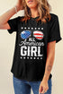 Stars Stripes Glasses Print Crew Neck Graphic Shirt