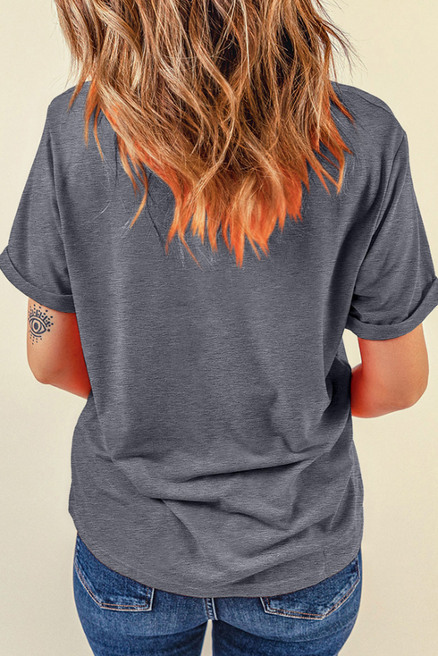 Stars Stripes Sunflower Graphic Print Crew Neck Tee