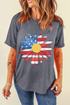 Stars Stripes Sunflower Graphic Print Crew Neck Tee