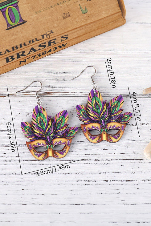 Statement Acrylic Masquerade Mask Drop Earrings