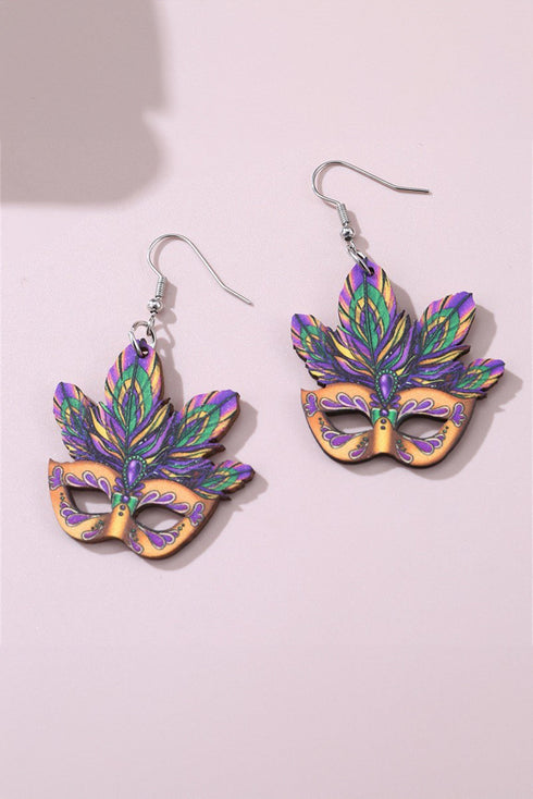 Statement Acrylic Masquerade Mask Drop Earrings