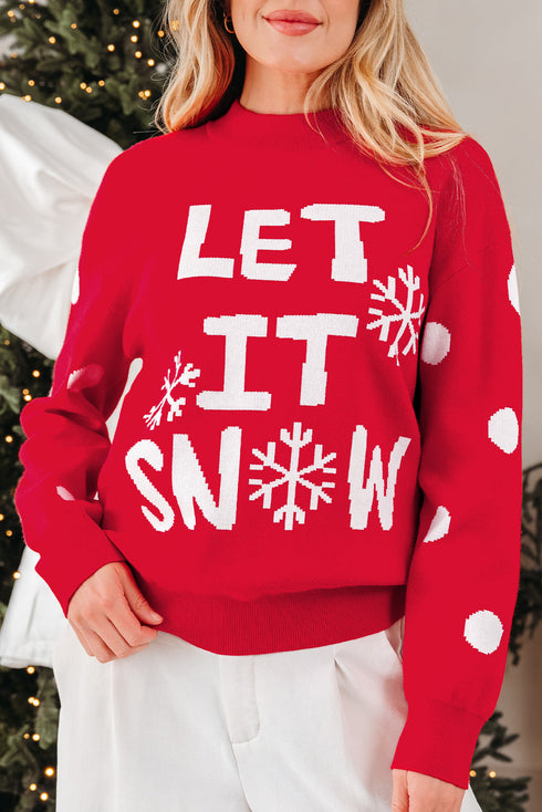 Statement Graphic Knit Mock Neck Sweater