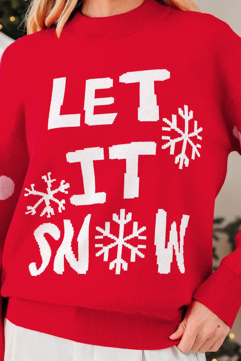 Statement Graphic Knit Mock Neck Sweater