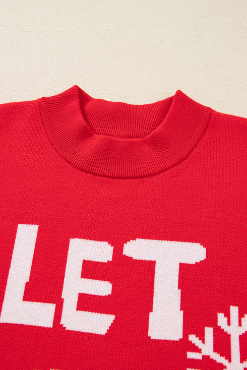 Statement Graphic Knit Mock Neck Sweater
