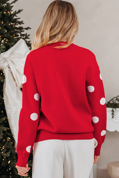 Statement Graphic Knit Mock Neck Sweater