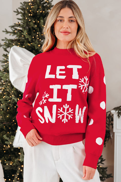Statement Graphic Knit Mock Neck Sweater