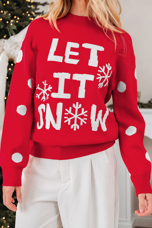 Statement Graphic Knit Mock Neck Sweater