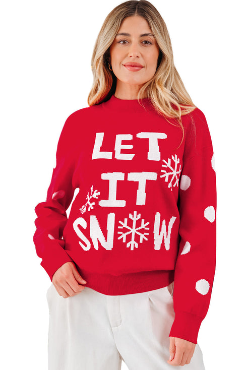 Statement Graphic Knit Mock Neck Sweater