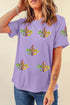 Statement Graphic Print V Neck Short Sleeve T Shirt