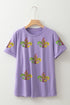 Statement Graphic Print V Neck Short Sleeve T Shirt