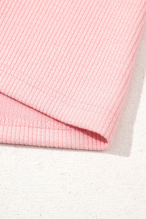 Statement Ruffle Sleeve Pearl Studded Knit Crew Neck Top