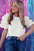 Statement Tiered Tulle Ruffle Sleeve Knit Tee Top