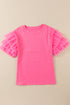 Statement Tiered Tulle Ruffle Sleeve Knit Tee Top