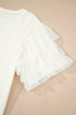 Statement Tiered Tulle Ruffle Sleeve Knit Tee Top