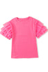 Statement Tiered Tulle Ruffle Sleeve Knit Tee Top