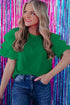Statement Tiered Tulle Ruffle Sleeve Knit Tee Top