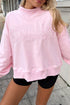 Stay Salty Embroidered Applique Mock Neck Pullover Sweatshirt