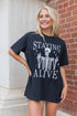 Staying Alive Skeleton Graphic Print Oversized T Shirt