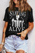 Staying Alive Skeleton Graphic Print Oversized T Shirt