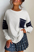 Stitch Detail Patch Pocket Crew Neck Sweatshirt