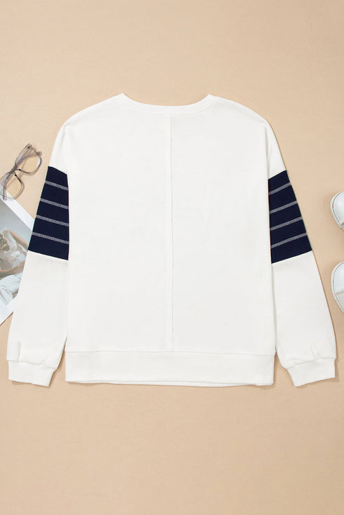 Stitch Detail Patch Pocket Crew Neck Sweatshirt