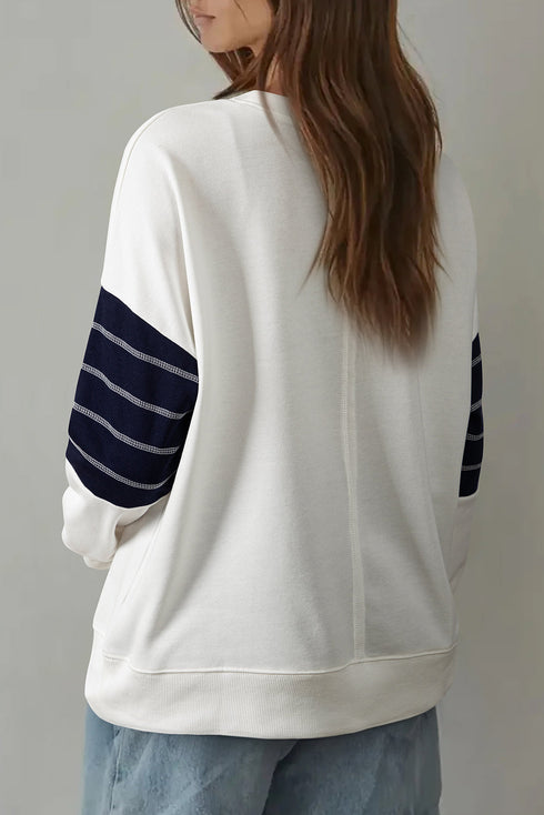 Stitch Detail Patch Pocket Crew Neck Sweatshirt