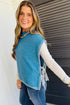 Stitch Detail Side Knot Mock Neck Sweater Vest