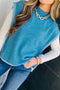 Stitch Detail Side Knot Mock Neck Sweater Vest