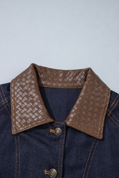 Stitched Detail Collar And Button Denim Jacket