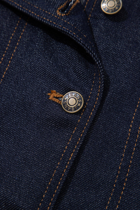 Stitched Detail Collar And Button Denim Jacket