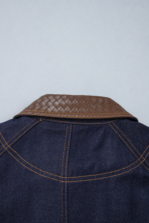 Stitched Detail Collar And Button Denim Jacket
