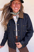 Stitched Detail Collar And Button Denim Jacket