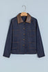 Stitched Detail Collar And Button Denim Jacket