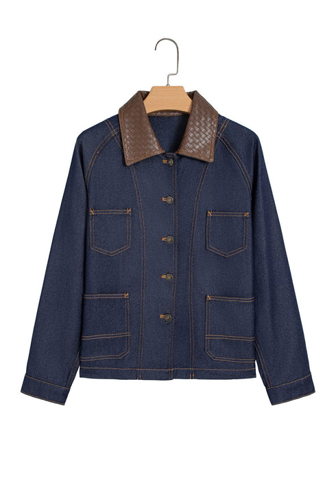 Stitched Detail Collar And Button Denim Jacket